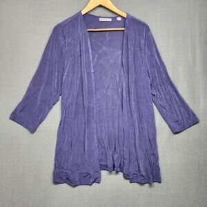 Coldwater Creek Cardigan Womens Large Purple Slinky Stretch Open Front USA